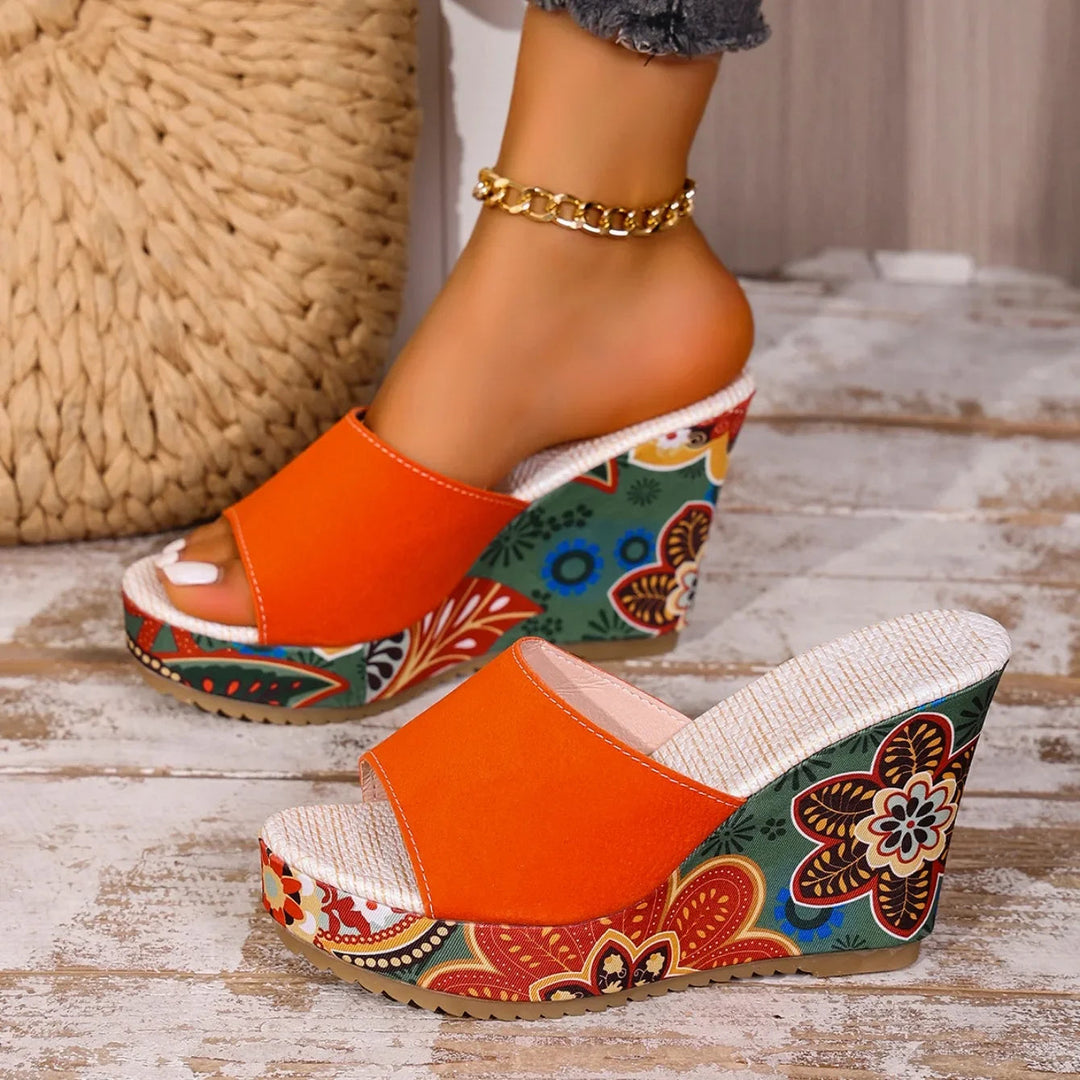 Elena | Bohemian Velvet Wedge Sandal