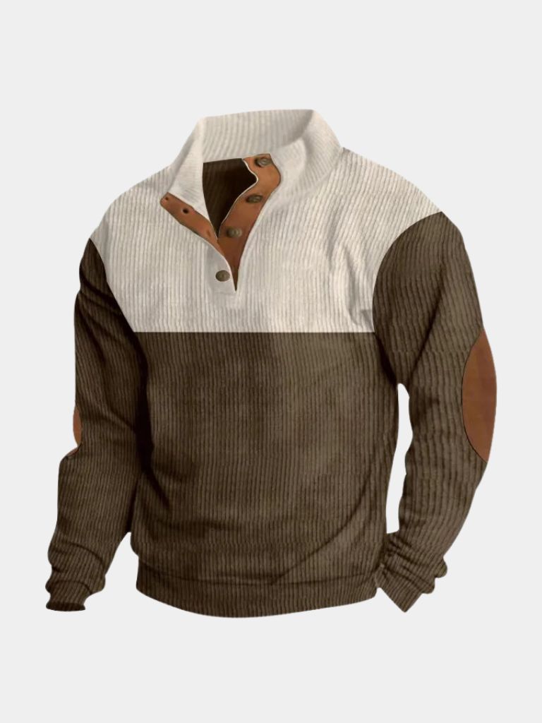 Rowen | Retro Corduroy Pullover with High Collar Detail for Men