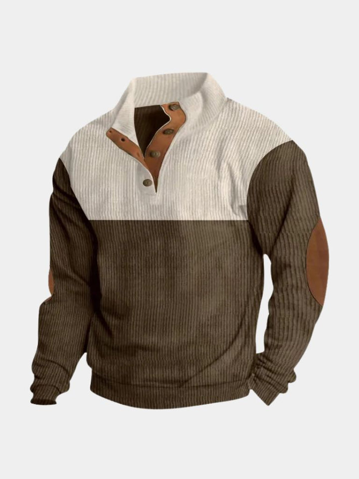 Rowen | Retro Corduroy Pullover with High Collar Detail for Men