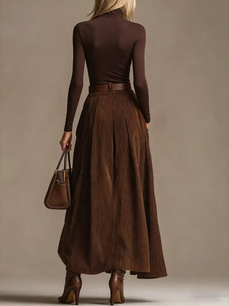 Aveline Two-Piece Set (Turtleneck &amp; Maxi Skirt)