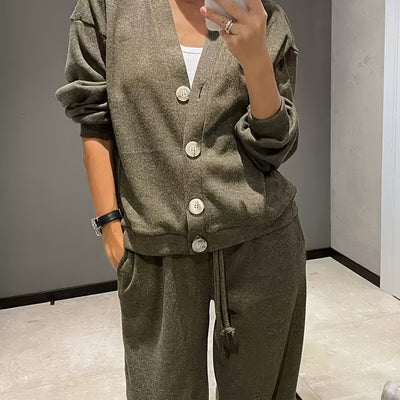 Zara - Soft Button-Front Jacket with Pants Set