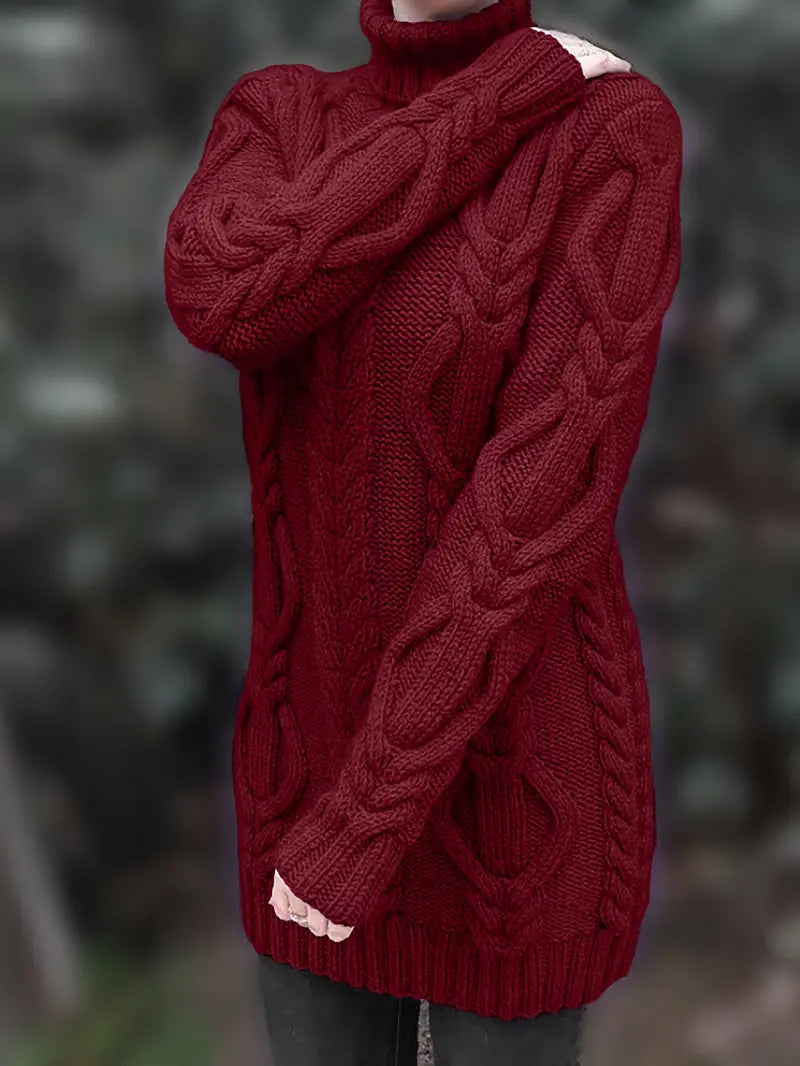 Valéria | Long Winter Cable-Knit Sweater