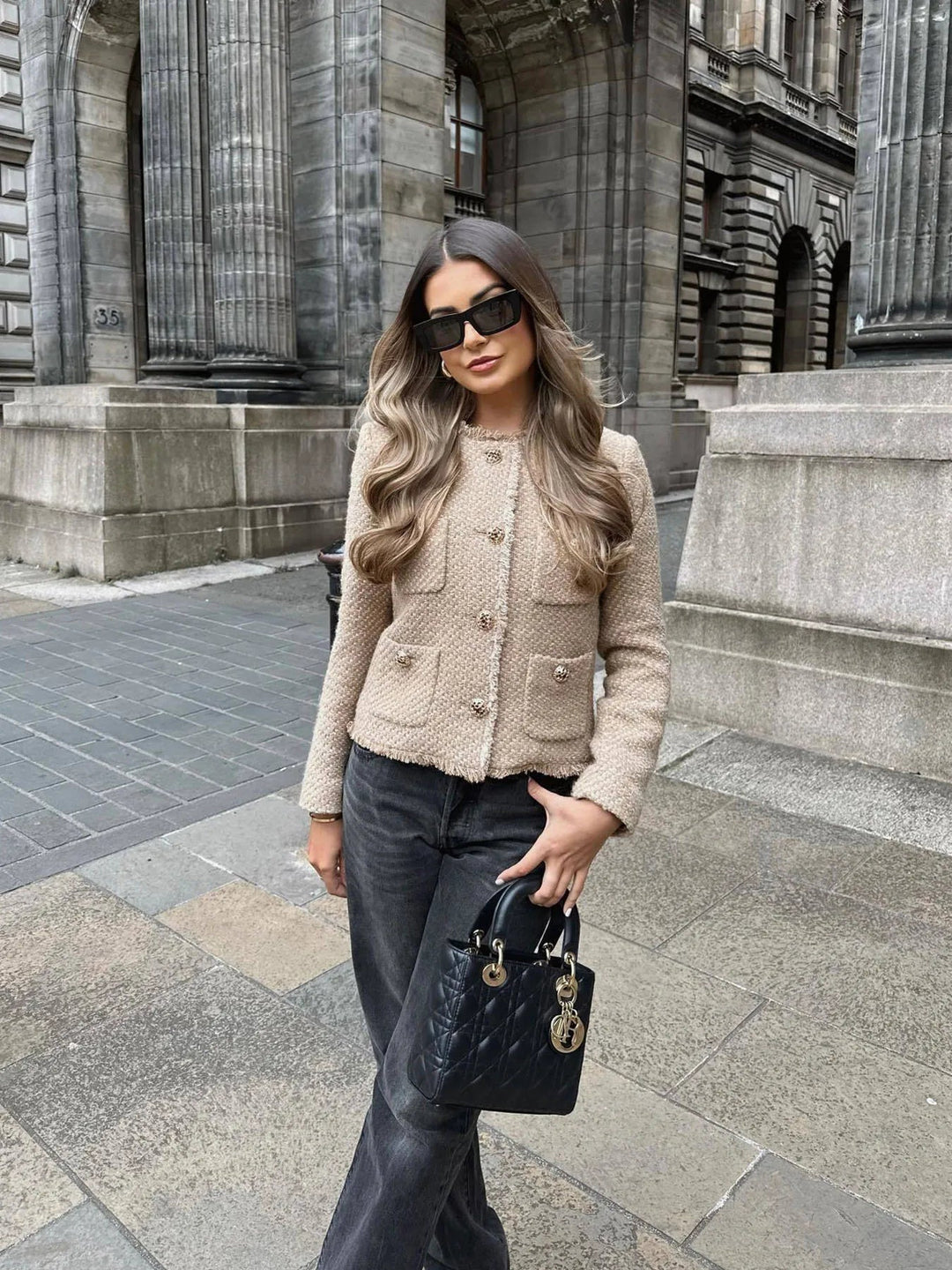Niamh | Cropped Tweed Blazer with Button Front for Women