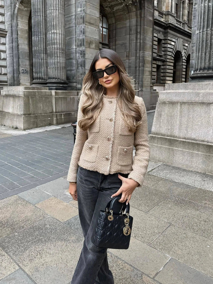 Niamh | Cropped Tweed Blazer with Button Front for Women