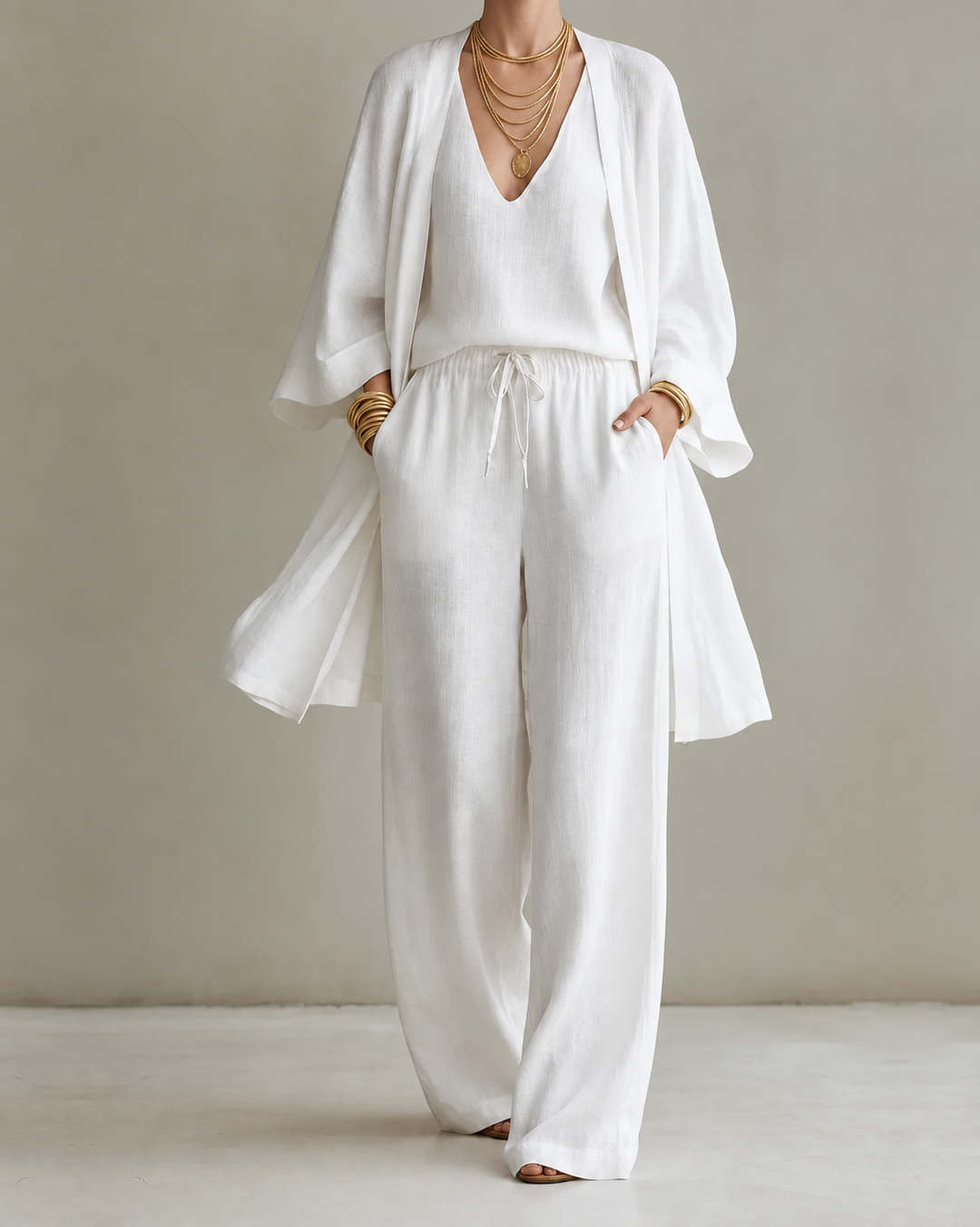 Tanisha | Three Piece Linen Look Set with Summer Ease for Women