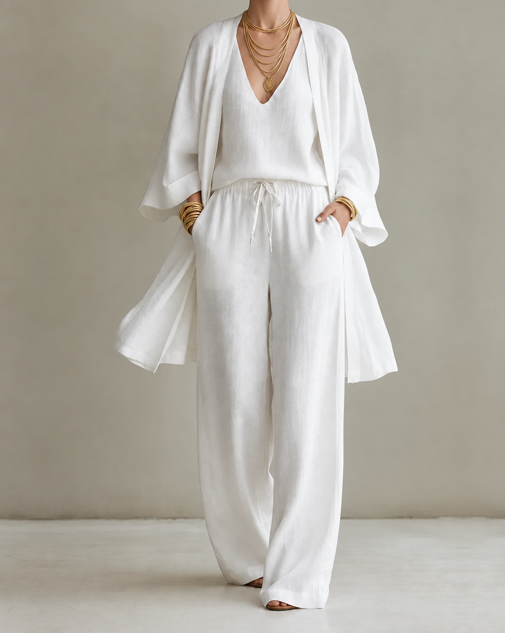 Tanisha | Three Piece Linen Look Set with Summer Ease for Women