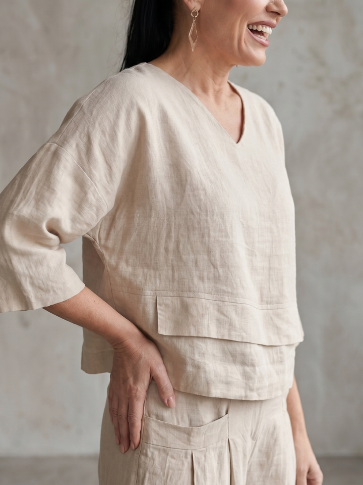 River | Layered Top and Wide Leg Trouser Set with Modern Cut for Women