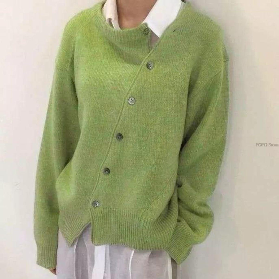 Alycia | Asymmetric Button Cardigan with Distinctive Closure for Women