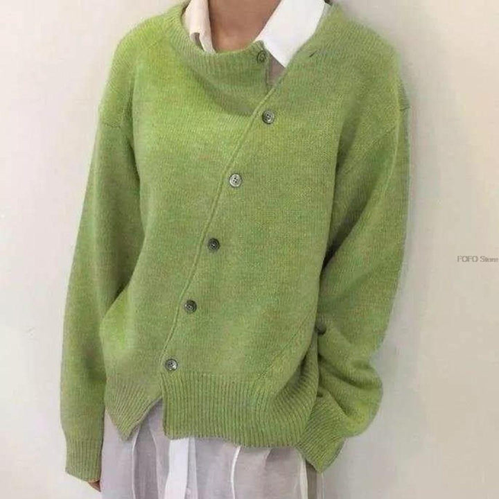 Alycia | Asymmetric Button Cardigan with Distinctive Closure for Women