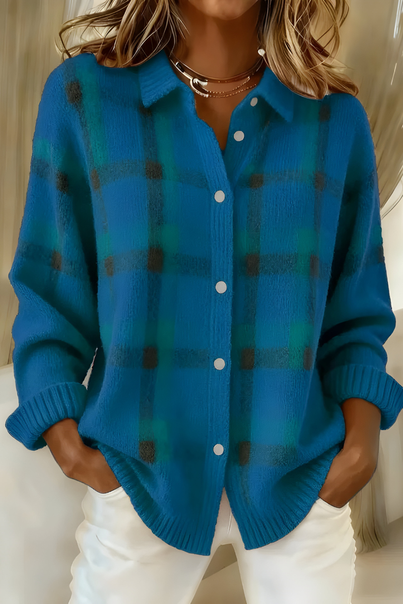 Anna - Soft Check Knit Cardigan