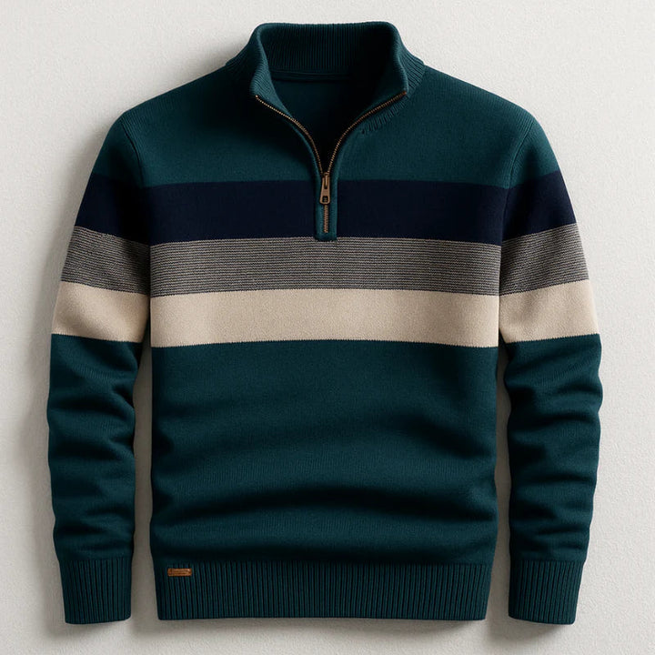 Elston | Midweight Cotton Quarter Zip Sweater with Clean Lines for Men