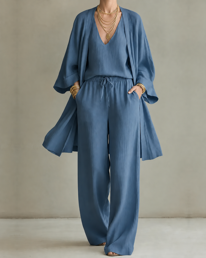 Tanisha | Three Piece Linen Look Set with Summer Ease for Women