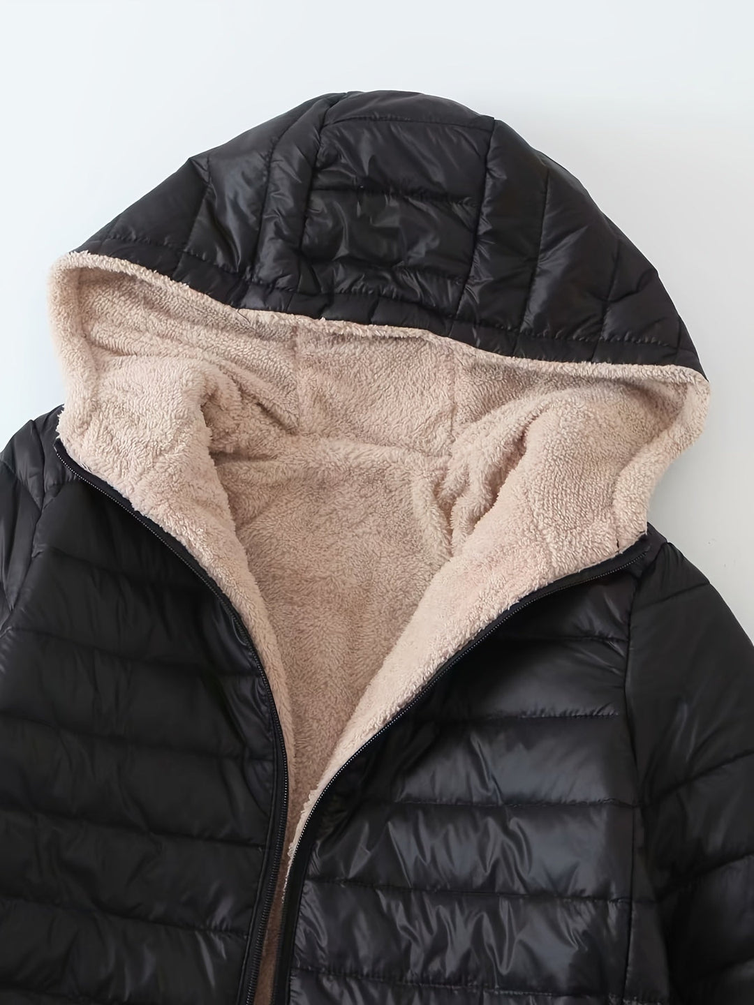 Vicky | Fleece Lined Longline Puffer Jacket with Cushioned Feel for Women