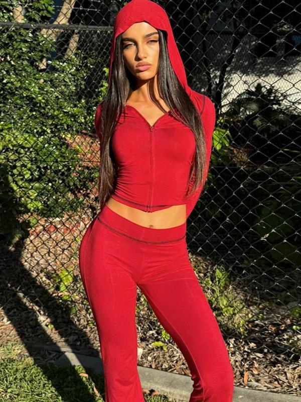 Livia | Zipper Crop Top and Trouser Two Piece Set for Women