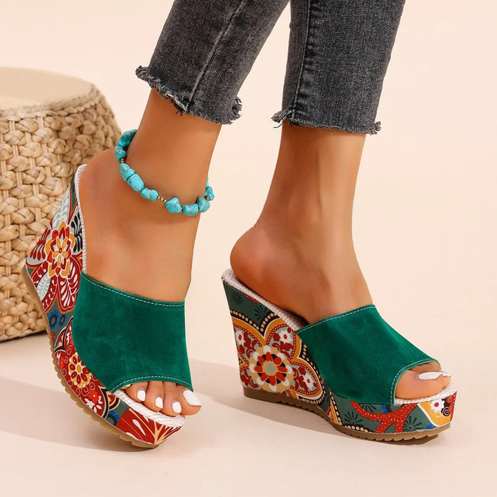 Elena | Bohemian Velvet Wedge Sandal