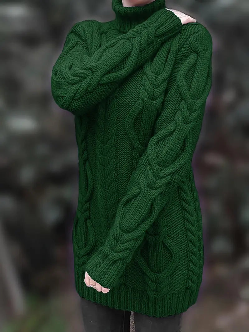 Valéria | Long Winter Cable-Knit Sweater