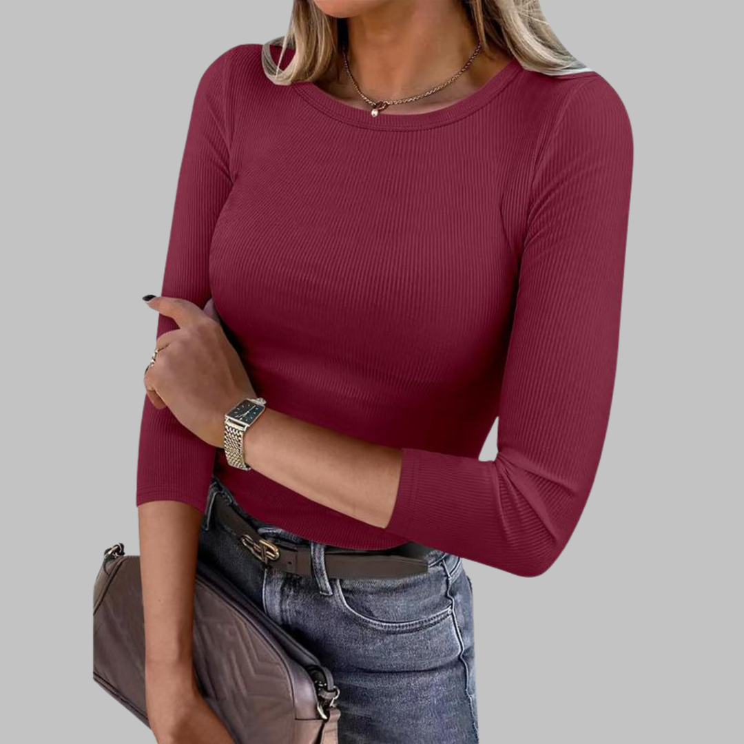 Davina | Crewneck Slim Fit Top with Flattering Line for Women