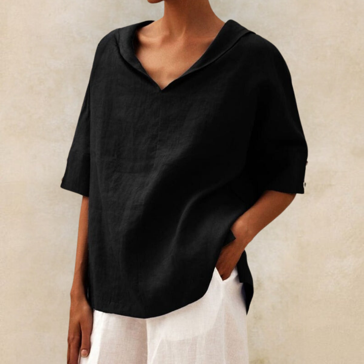 Lilia - Elegant V-Neck Work Pullover Top