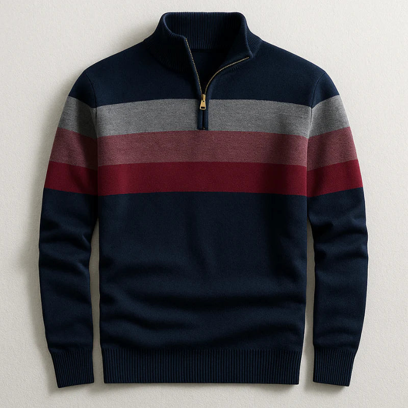 Elston | Midweight Cotton Quarter Zip Sweater with Clean Lines for Men