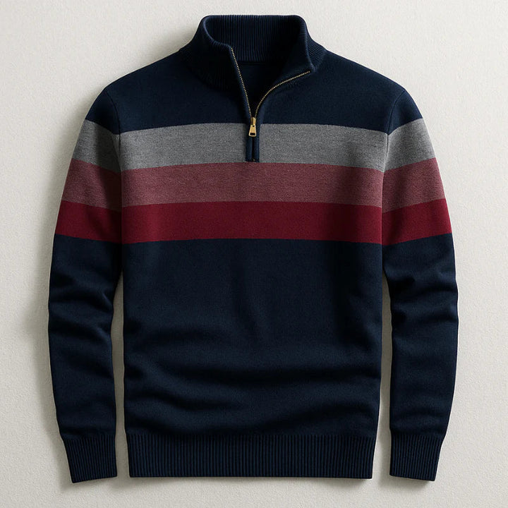 Elston | Midweight Cotton Quarter Zip Sweater with Clean Lines for Men