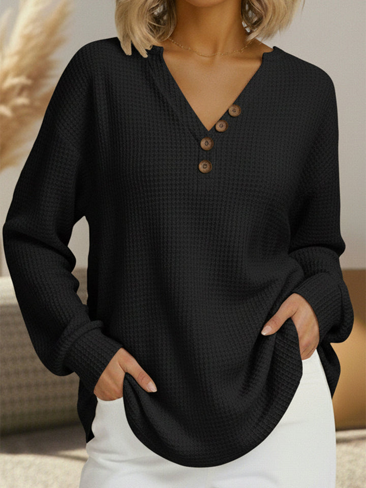 Signe | Double Layer Waffle Sweater with Fleece Feel Interior for Women