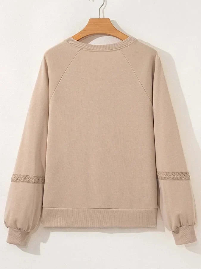 Winifred | Knit Sweatshirt with Lace Trim and Balloon Sleeves for Women