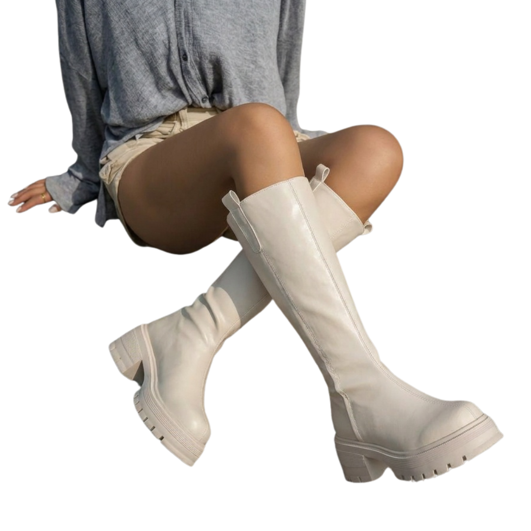 Britta | Fleece Lined Tall Shaft Boots with Thick Sole for Women