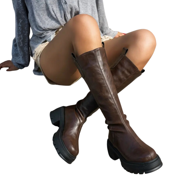 Britta | Fleece Lined Tall Shaft Boots with Thick Sole for Women