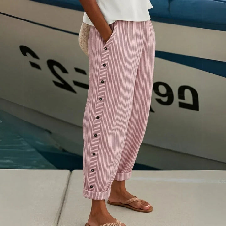 Caitlin | Striped Button Pants