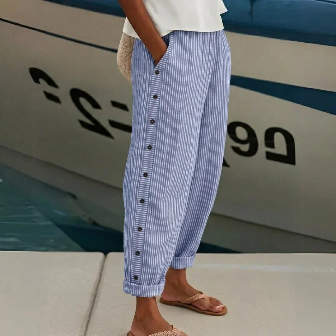 Caitlin | Striped Button Pants