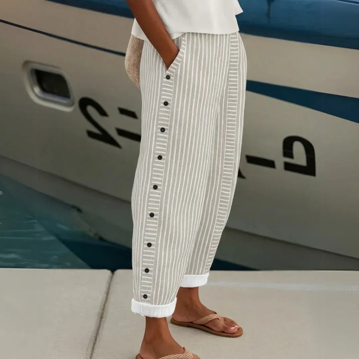 Caitlin | Striped Button Pants