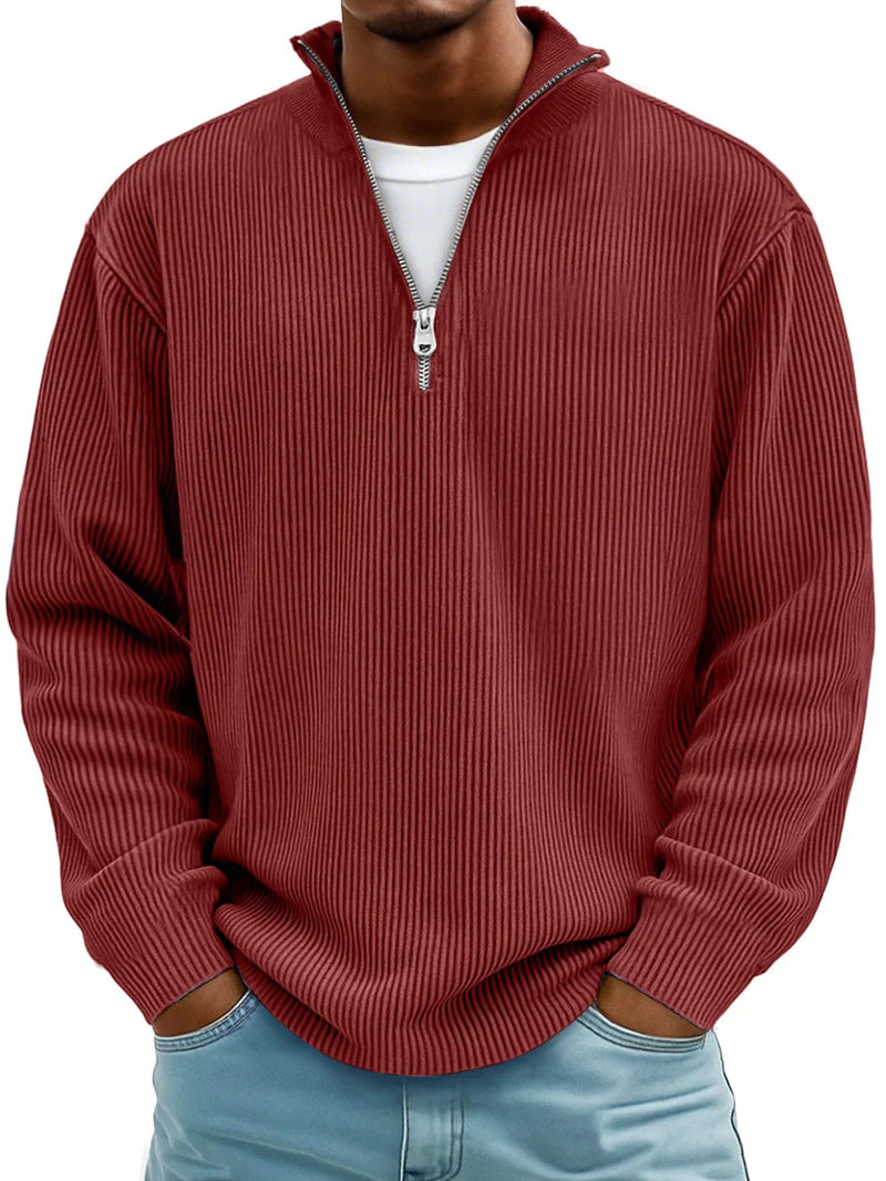 Jason | Half Zip Ribbed Sweater with Clean Texture for Women
