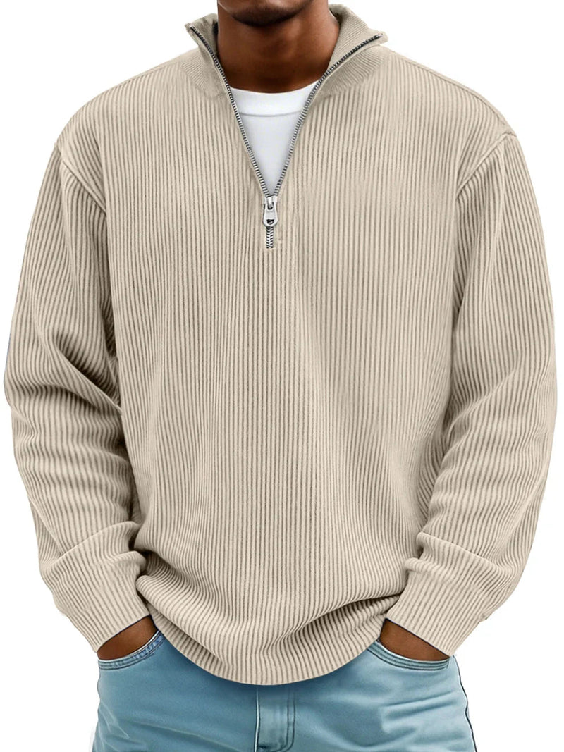 Jason | Half Zip Ribbed Sweater with Clean Texture for Women