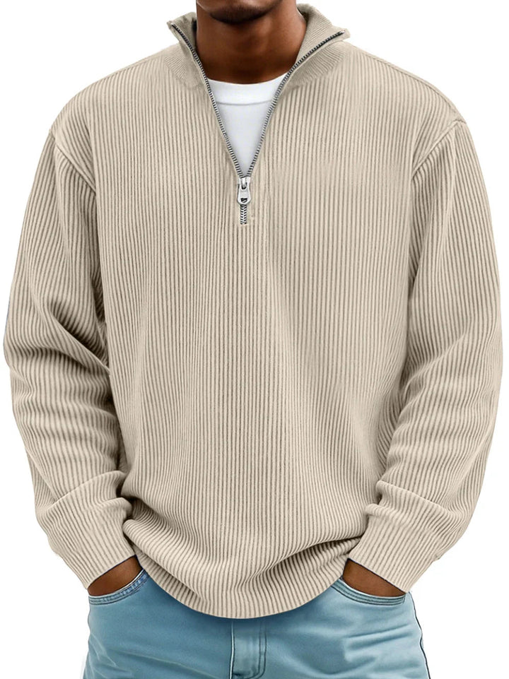Owen | Corduroy Zip Up Sweater with Slim Warm Build for Men