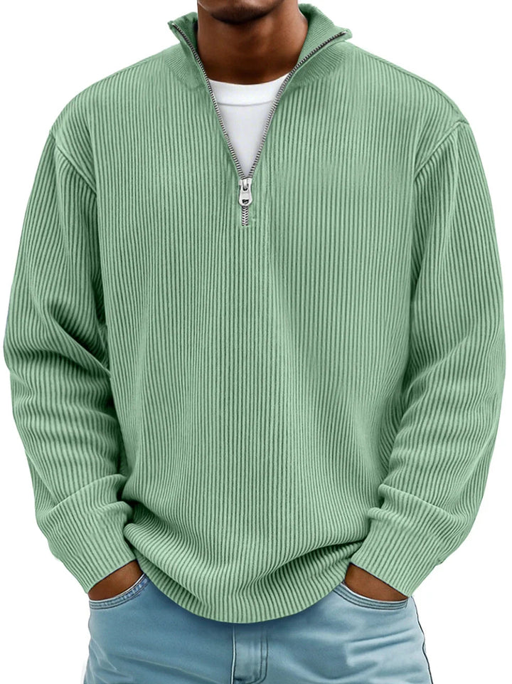 Owen | Corduroy Zip Up Sweater with Slim Warm Build for Men
