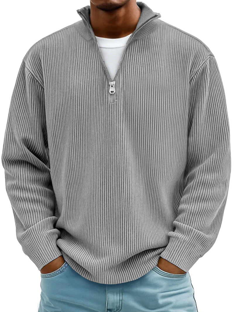 Jason | Half Zip Ribbed Sweater with Clean Texture for Women