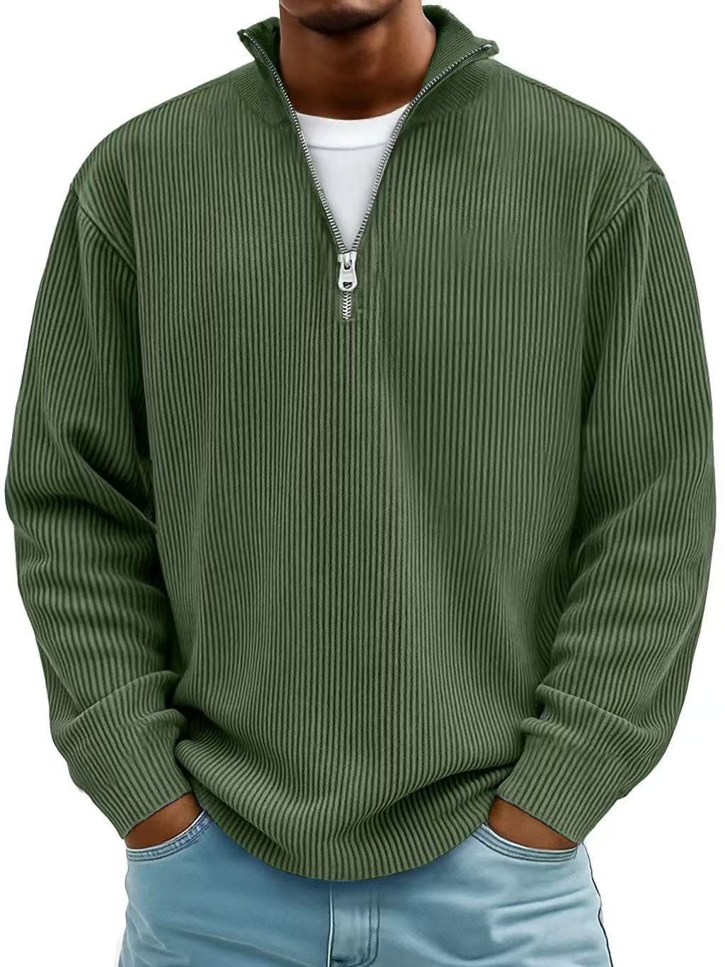 Owen | Corduroy Zip Up Sweater with Slim Warm Build for Men