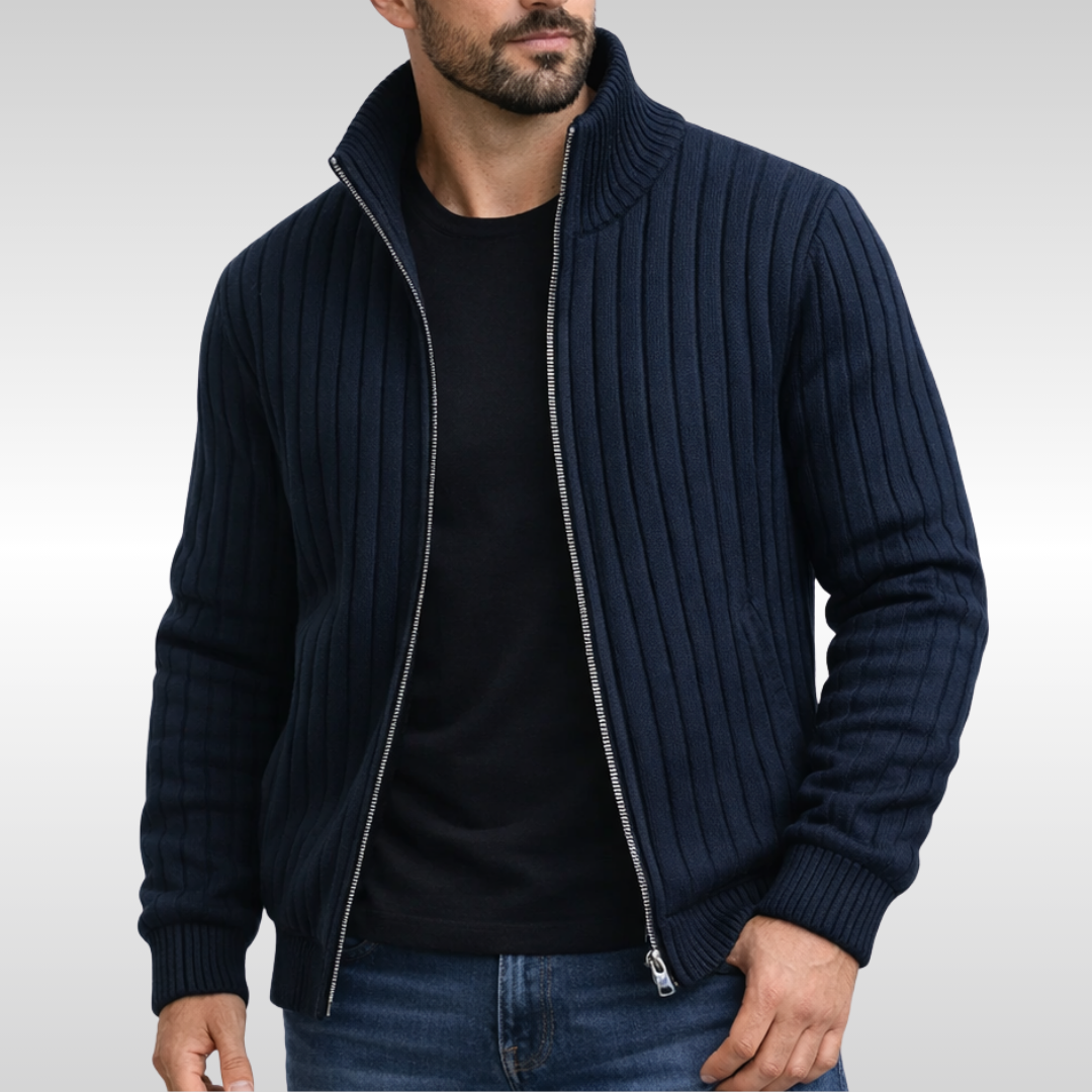 Montclair | Ribbed Zip Cardigan with Steady Everyday Build for Men