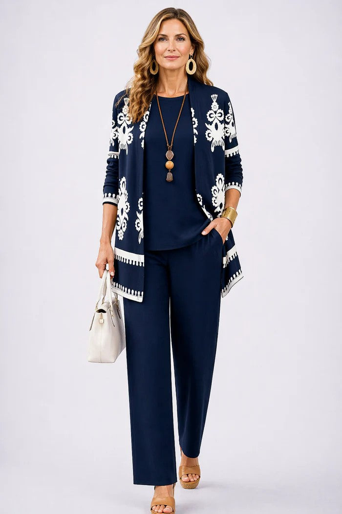 Jenilyn | Three Piece Set with Open Front Layer for Women