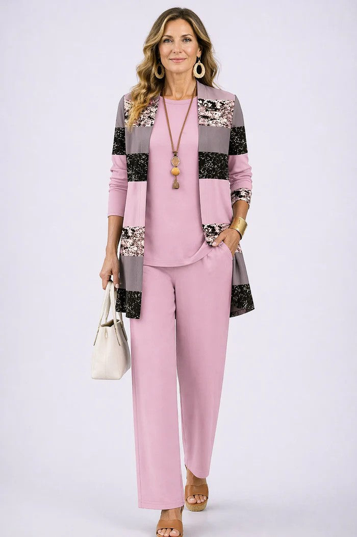 Jenilyn | Three Piece Set with Open Front Layer for Women