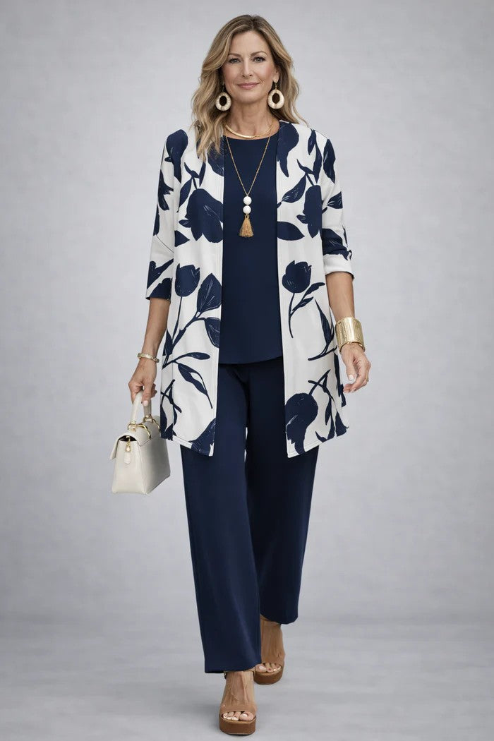 Jenilyn | Three Piece Set with Open Front Layer for Women