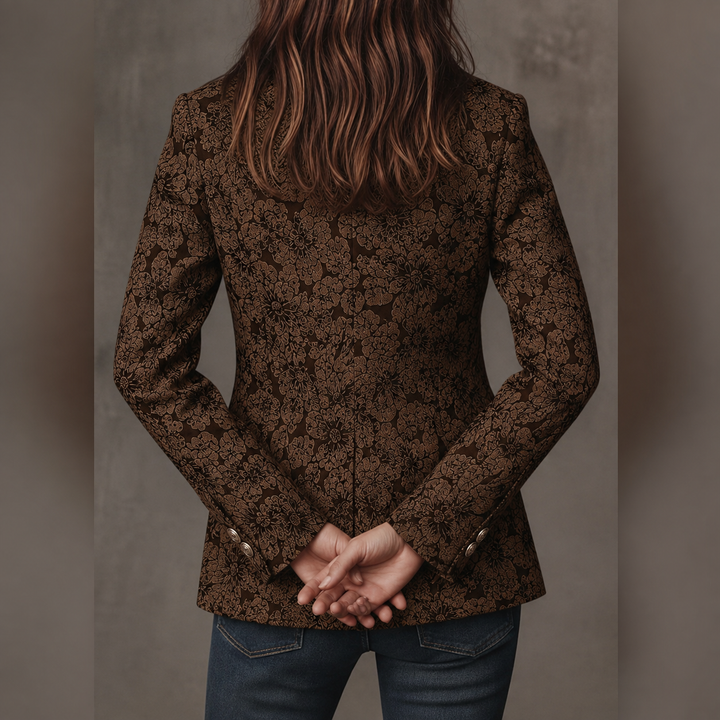 Clemence | Paisley Jacquard Fitted Blazer with Wrapped Lapels