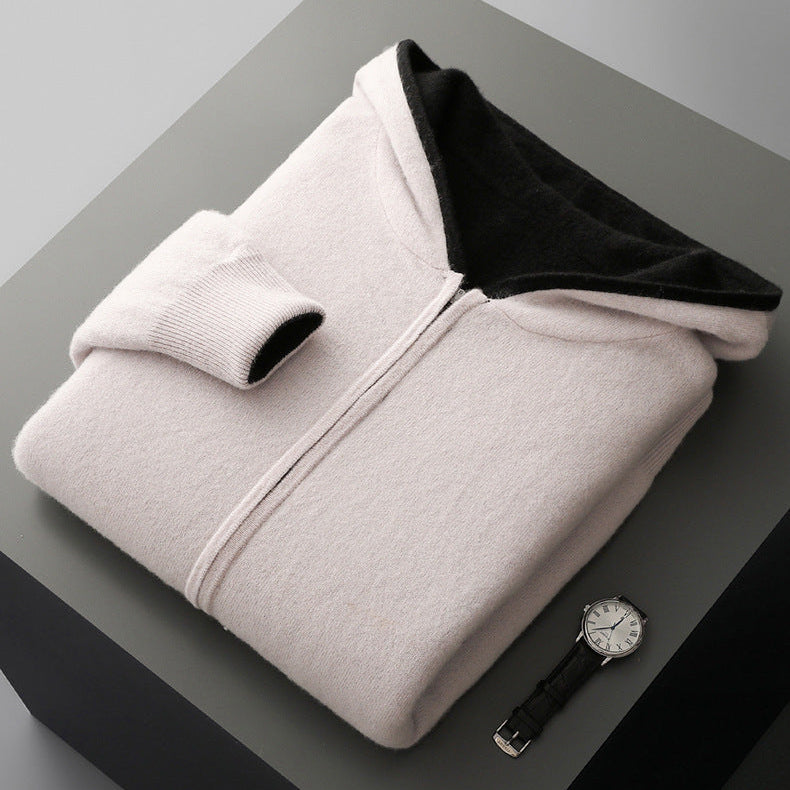 Nolan | Reversible Cashmere Hoodie with Two Tone Faces for Men
