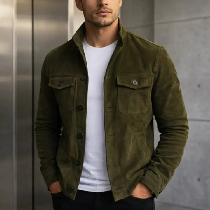 Sterling | Suede Jacket with Dual Chest Pockets for Men