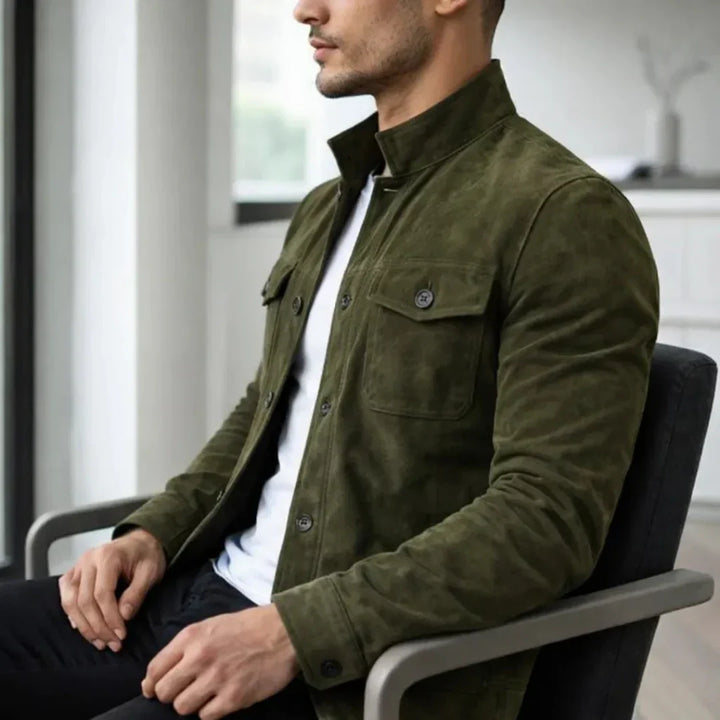 Sterling | Suede Jacket with Dual Chest Pockets for Men