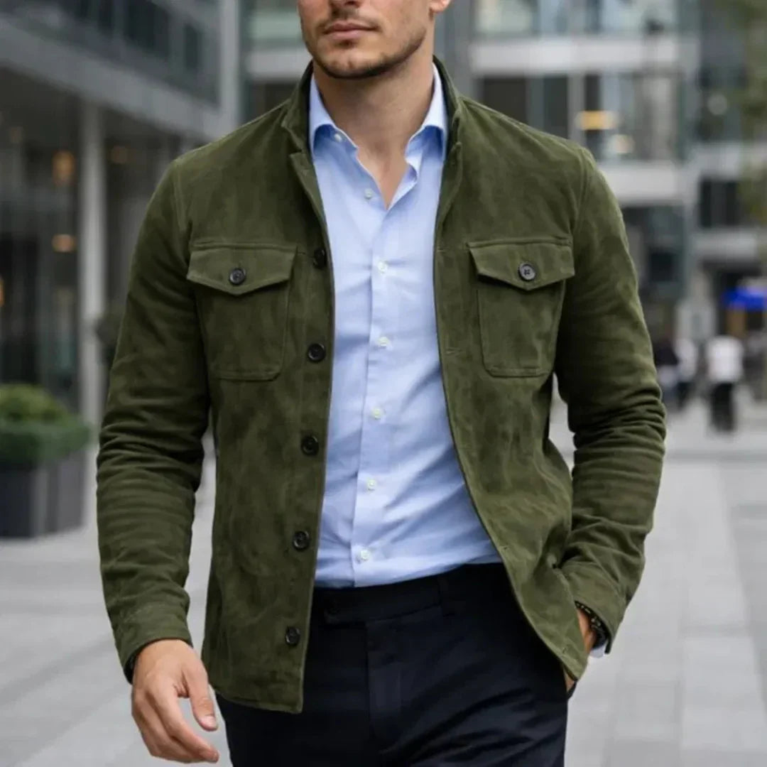 Sterling | Suede Jacket with Dual Chest Pockets for Men