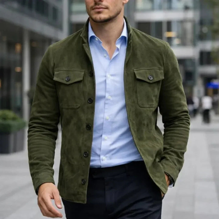 Sterling | Suede Jacket with Dual Chest Pockets for Men