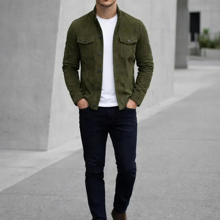 Sterling | Suede Jacket with Dual Chest Pockets for Men