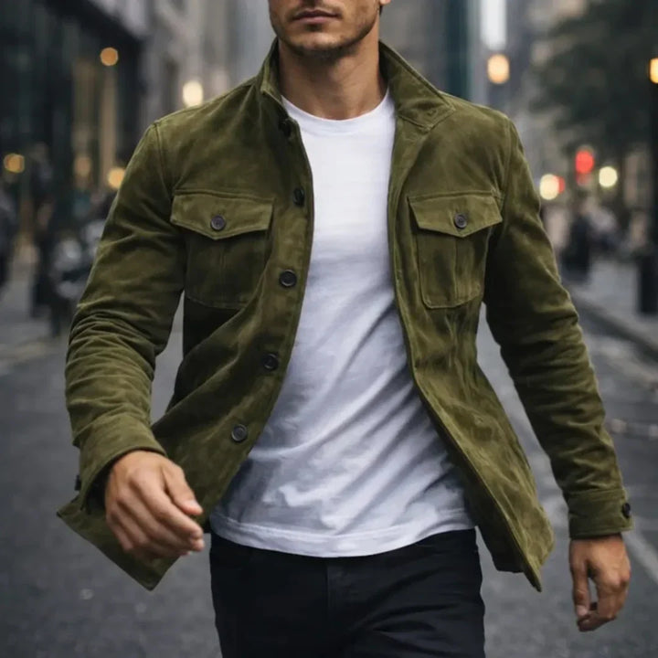 Sterling | Suede Jacket with Dual Chest Pockets for Men