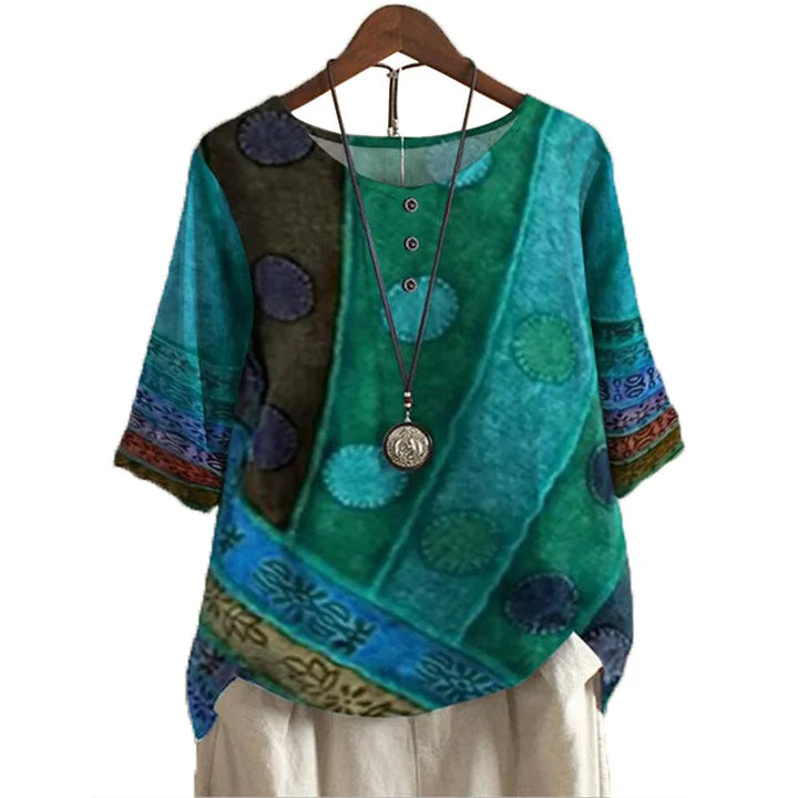 Gerta - Colorful Short-Sleeved Top For Women